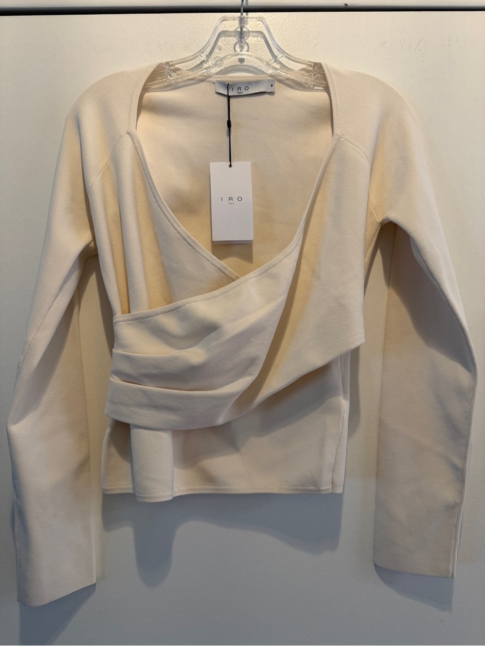 IRO Paris Eloi fitted wrap top - Cream - size M